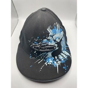 Team Realtree Youth Stretch Fit Hat Black Blue Deer Splatter Graphic Cap 1986